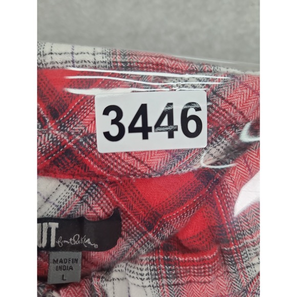 KUT from the Kloth Womens Flannel Shirt Plaid Button Down Long Sleeve Red Plaid - Picture 7 of 7